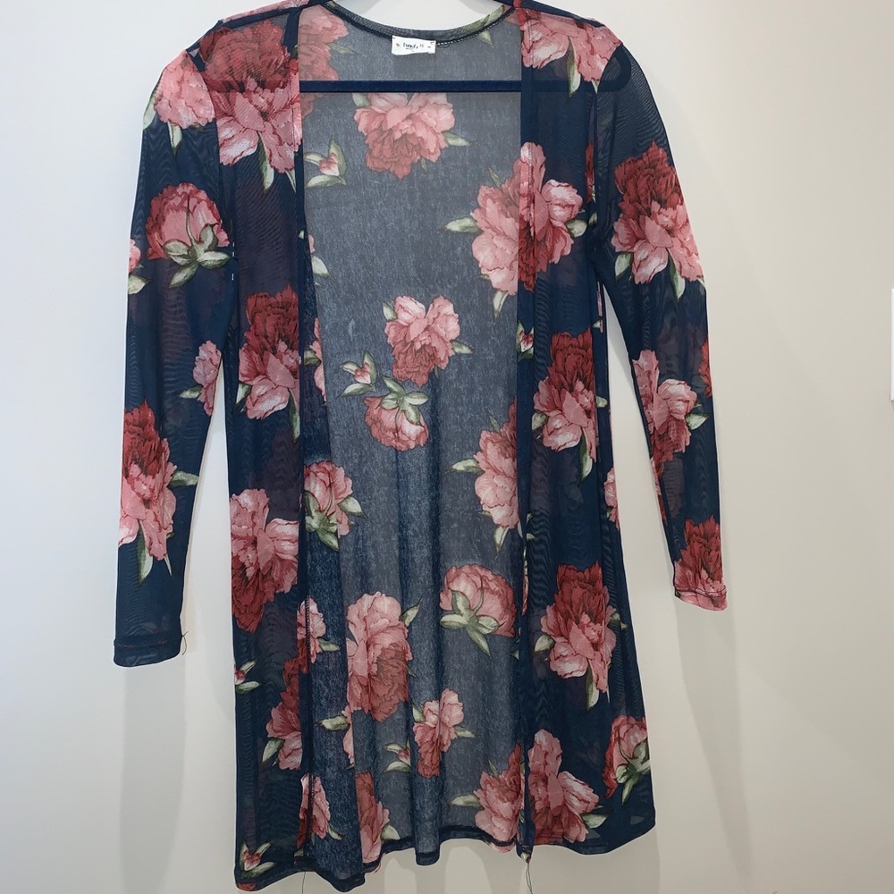 Cute Mesh Floral Cardigan